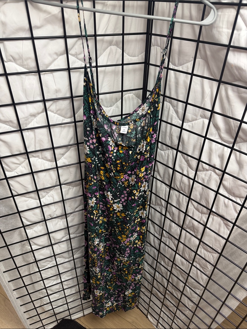 Old Navy Dark Green Floral Maxi Dress with Yellow & Purple Flowers - Picture 3 of 3